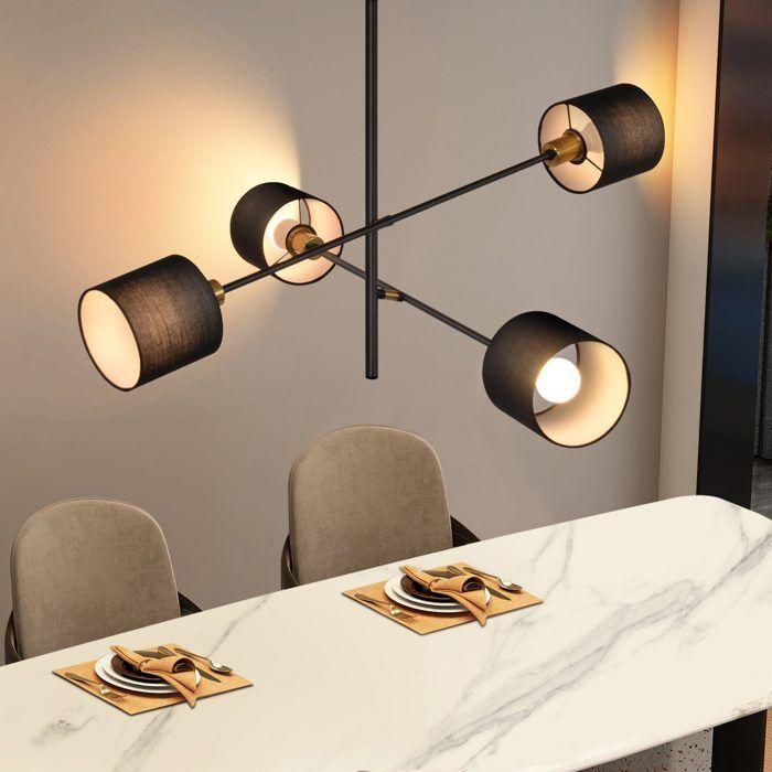 NETTLIFE Suspension - 68x68x85 cm - Noir - Métal - 4 ampoules E27