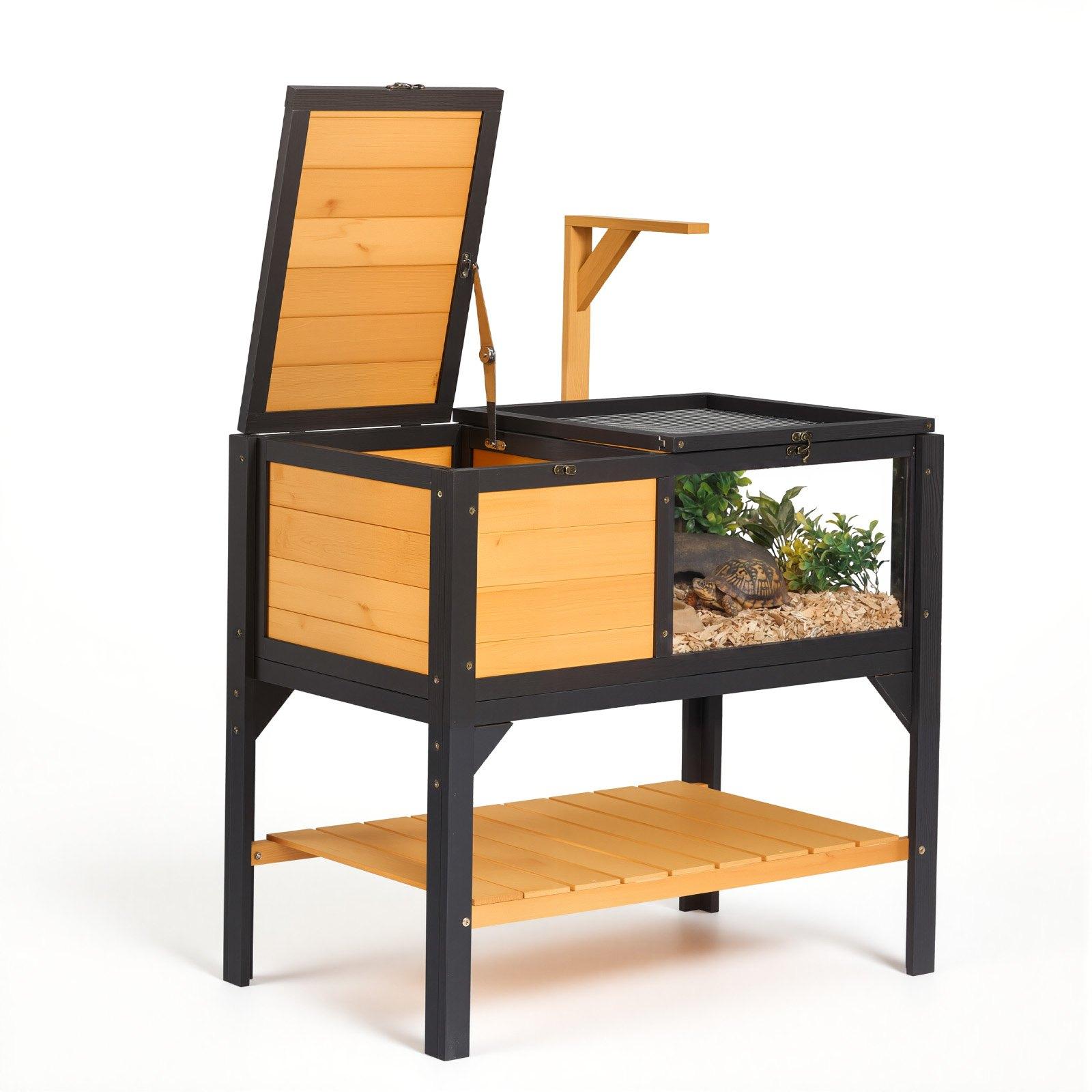 VEVOR Tortoise Habitat 2-Room Wooden Tortoise