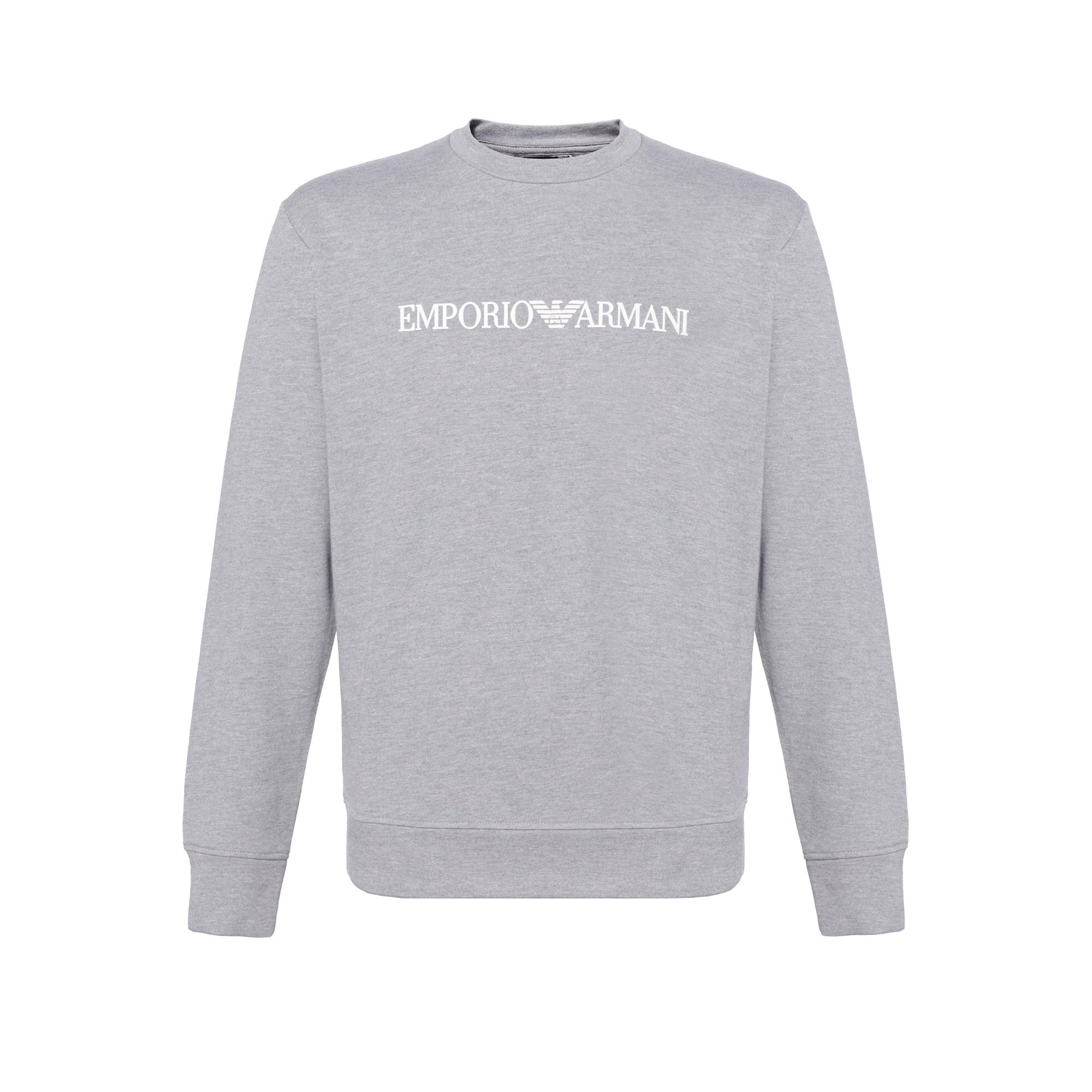 Emporio Armani Letter Pattern Loose Fit Crew Neck Long Sleeve Sweatshirt Men sweatshirt Gray 8N1MR6-1JRIZ-F607 M