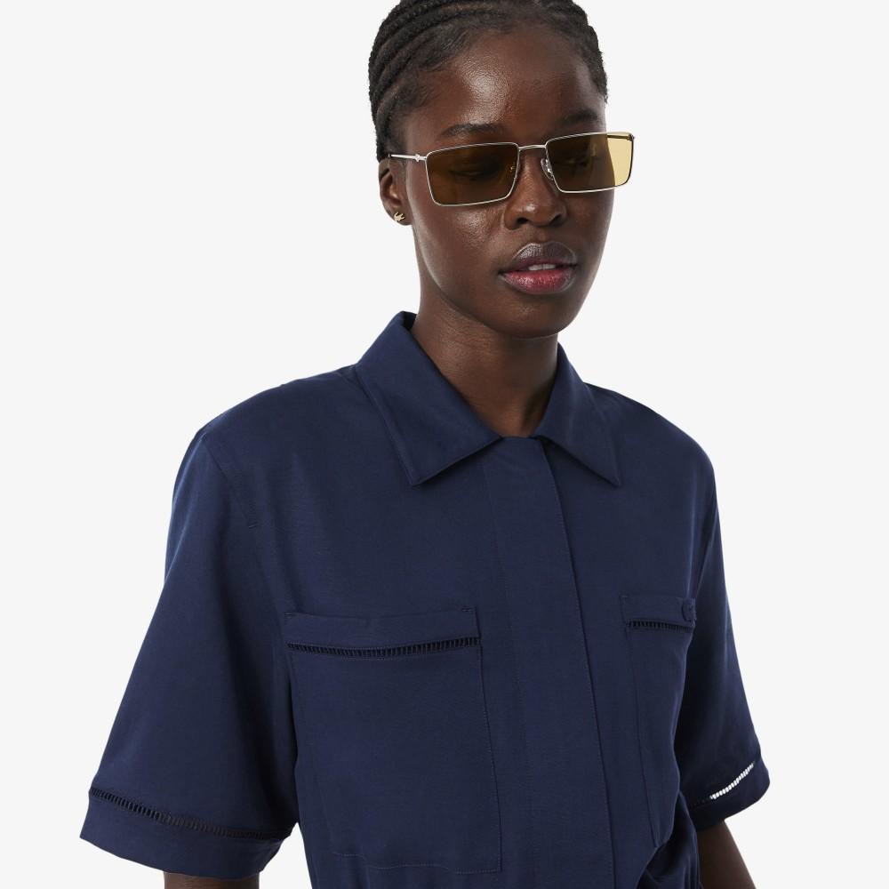 Lacoste Women's Fluid Linen Polo Zip-up Dress EF0201-56G166