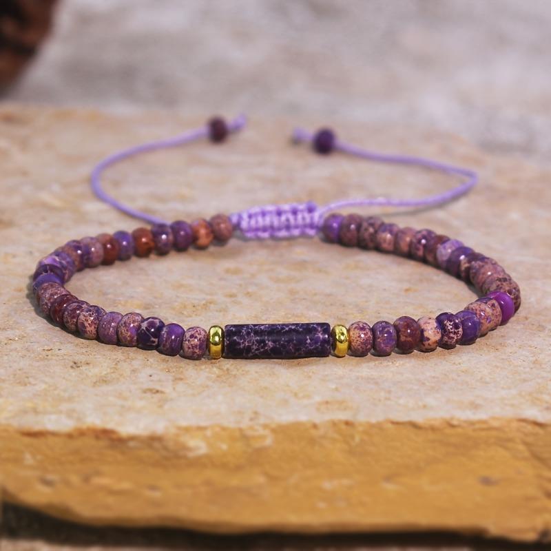 Jednowarstwowa pleciona bransoletka z królewskimi kamieniami szlachetnymi, naturalny luksus, unikalny minimalistyczny design modowy