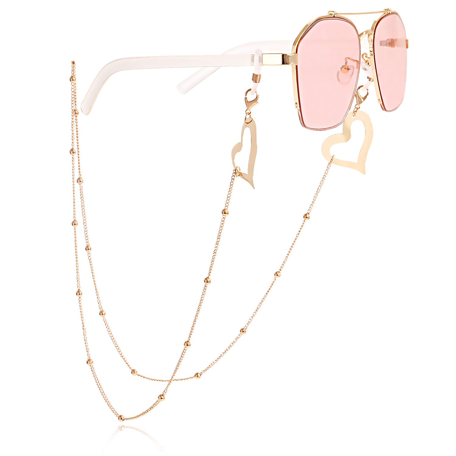 European and American masks hanging chain glasses chain leaf love mask chain peach heart ins metal wind glasses chain spot