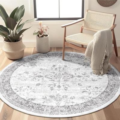 Bohemian Style Round Area Rug With Exquisite Floral Patterns Artistic Designs Timeless Flair Classic Floor Decor Soft Carpet