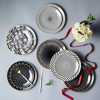 Neue Kreative Geometrische Muster Nordic Spaghetti Runde Platte Obst Platte Kuchen Platte Westlichen Steak Platte