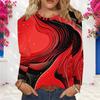 Women Plus Size Round Neck Long Sleeve Abstract Swirl Print Pullover Sweatshirt