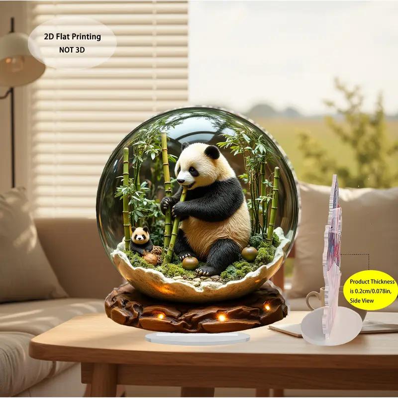 Acrylic Panda & Animal Micro World Ball Desktop Decoration Collectible Gift for Friends Or Children 2D Flat Surface