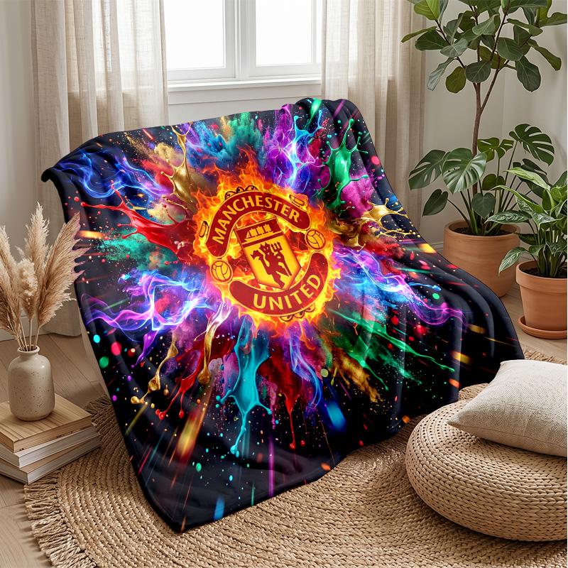 Manchester United Theme Blanket Soft Flannel Blanket Plush Throw Blanket Cozy Sofa Bed Blanket for Home Decor