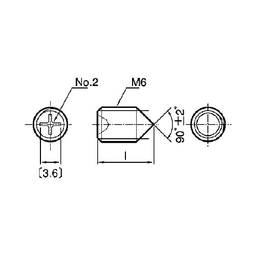 Stainless steel/plain (+) set screw (pointed tip) M6 x 10 (4 pieces)