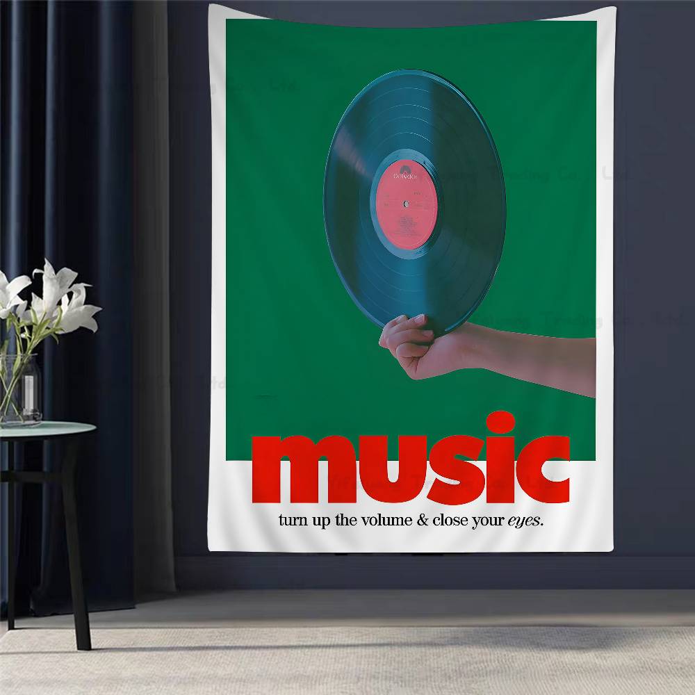 Abstract Jazz Festival Record Machine Music Symbol Art Anime Tapestry Hanging Tarot Hippie Wall Rugs Dorm Home Decor