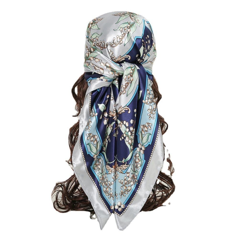 Square Women Head Scarf Printed Female Shawl Wrap Elegant Large Hair Bandana