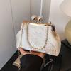 Embroidery Hanfu Shell Shoulder Bags Faux Pearl Chain Evening Purse  Banquet Occasions