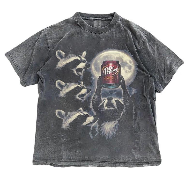 Funny Raccoon Shirt – Raccoon Dr Pepper Moon Graphic Tee Vintage Size S3XL Unisex T-Shirt L