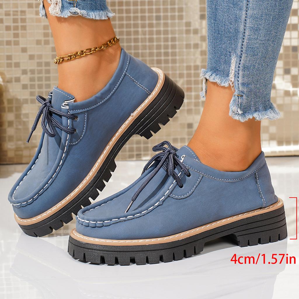 Plus-size Classic Retro Workwear Fashion Flats for Women with Chunky Heels and One-piece Design in Solid Colors for  Casual Fashion Shoes