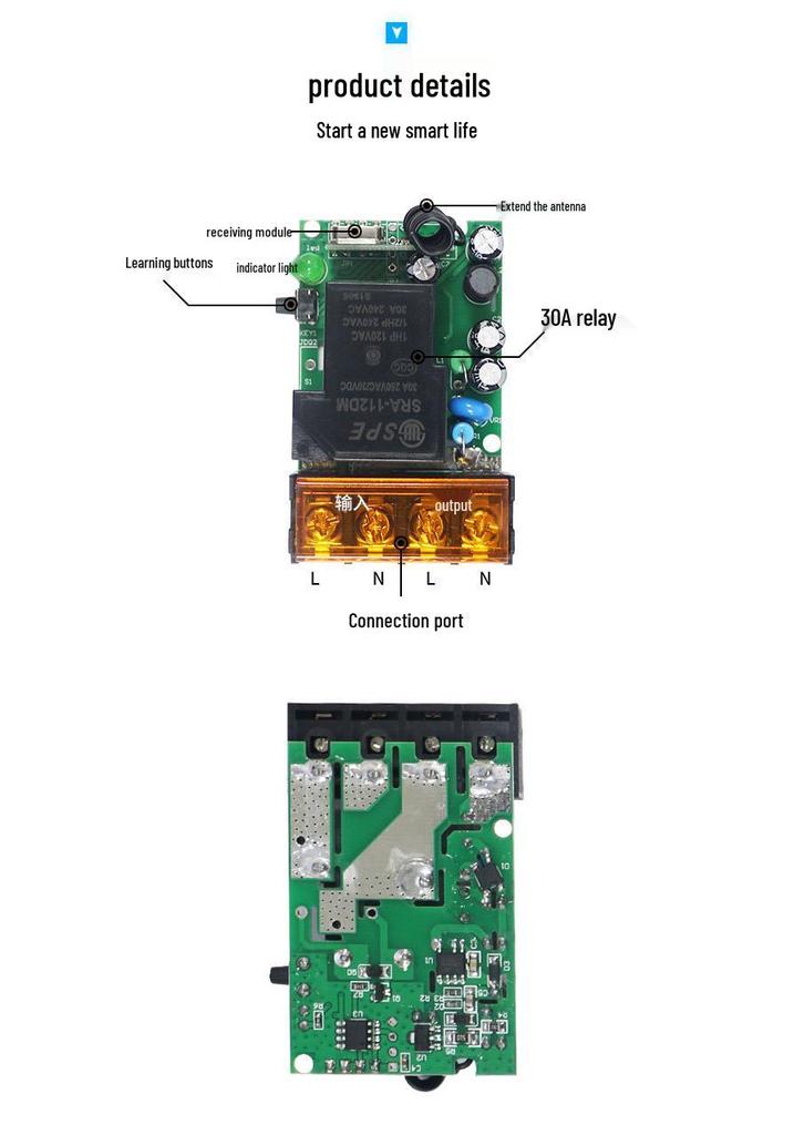 Wide Voltage Remote Control Switch (AC110V-220V) + Long-Range Remote for Water Pump / 433M.