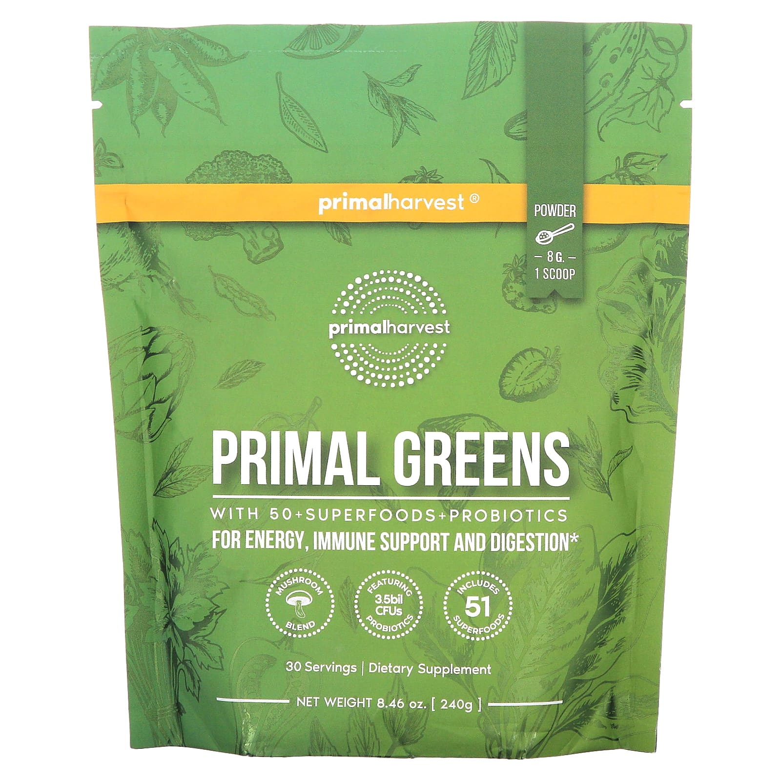 

Primal Harvest, Primal Greens, 8,46 унцій (240 г)