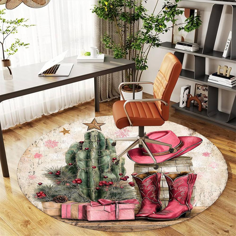 1PC cowgirl western Office Round Area Rug, Under Office Chairs Bedroom Living Room Home Decor,Carpet for Office, -1110213