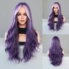 European American Women's Big Wave Wig With Dyed Purple Long Curly Hair Roland Synthetic Mechanism Full Head Set Wavy