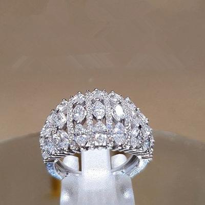 Bridal Rings for Wedding Ceremony Party Full Paved Shiny Stone Silver Color Fashion Luxury Jewelry for Women