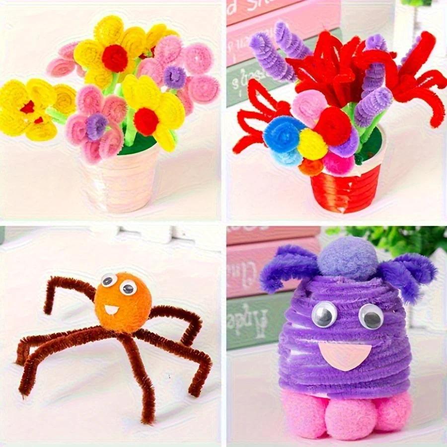 100/200/400pcs Colorful Soft Flexible Fabric Pipe Cleaners - Multipurpose DIY Craft Supplies for Creative Fun & Handmade JXB