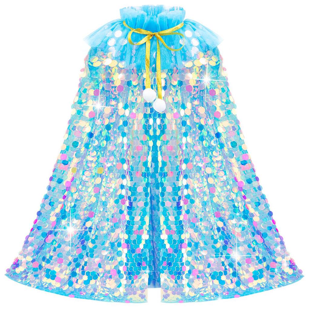 Mermaid Princess Role Play Cape Toy Sequined Clothes Children Girls Halloween Carnival Birthday Party Dress Up Exquisite Capes