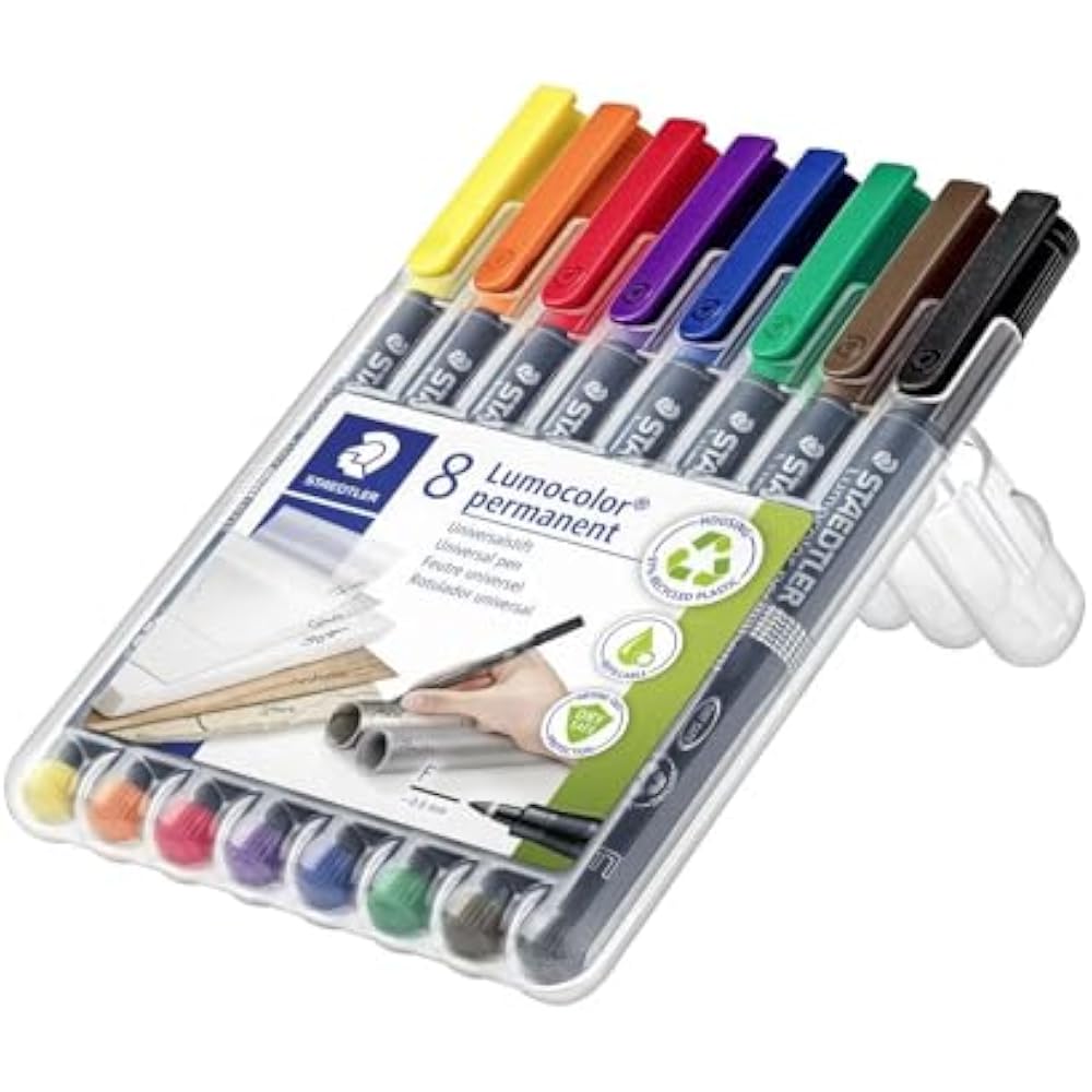 STAEDTLER (STAEDTLER) Oil-based Pen, Lumo Color, Ultra Fine Writing, 8 Colors, 318, WP8