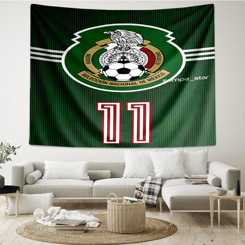 1PC Mexico Football Team Emblem Printed Tapestry Room Decoration Wall Hanging for Living Room Bedroom, dormitory, Birthday and Christmas gifts