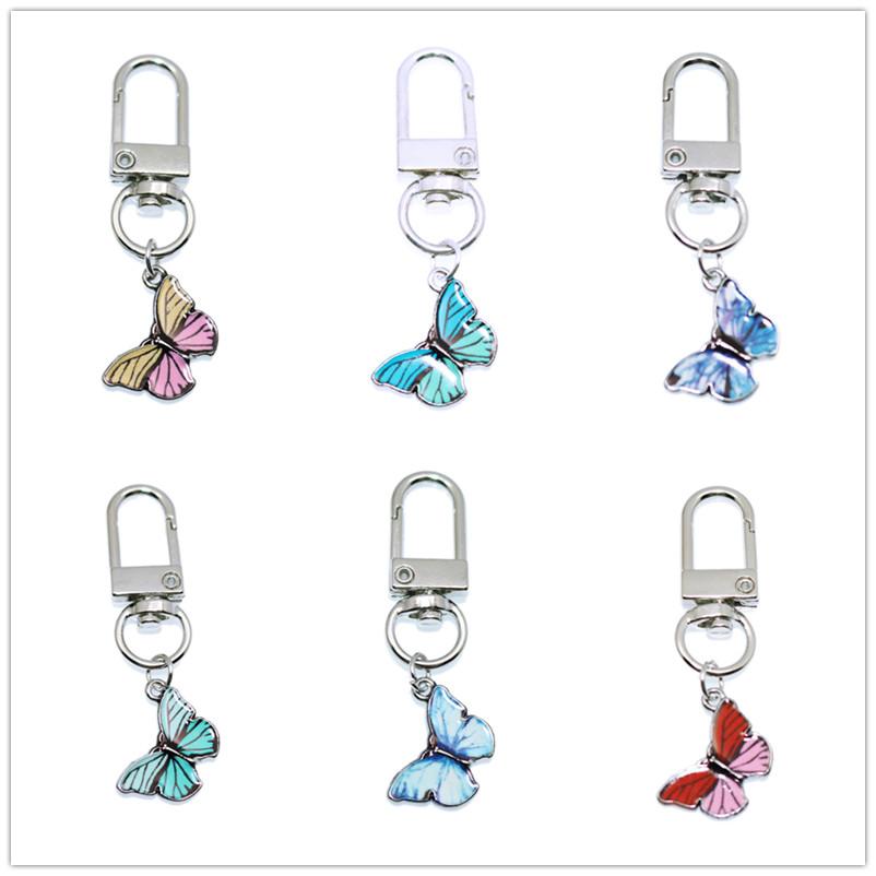 Cute Colorful Butterfly KeyChains Bag Charm Cell Phone Accessory Preppy Schoolbag Pendant Key Rings Christmas Xmas Jewelry Gifts