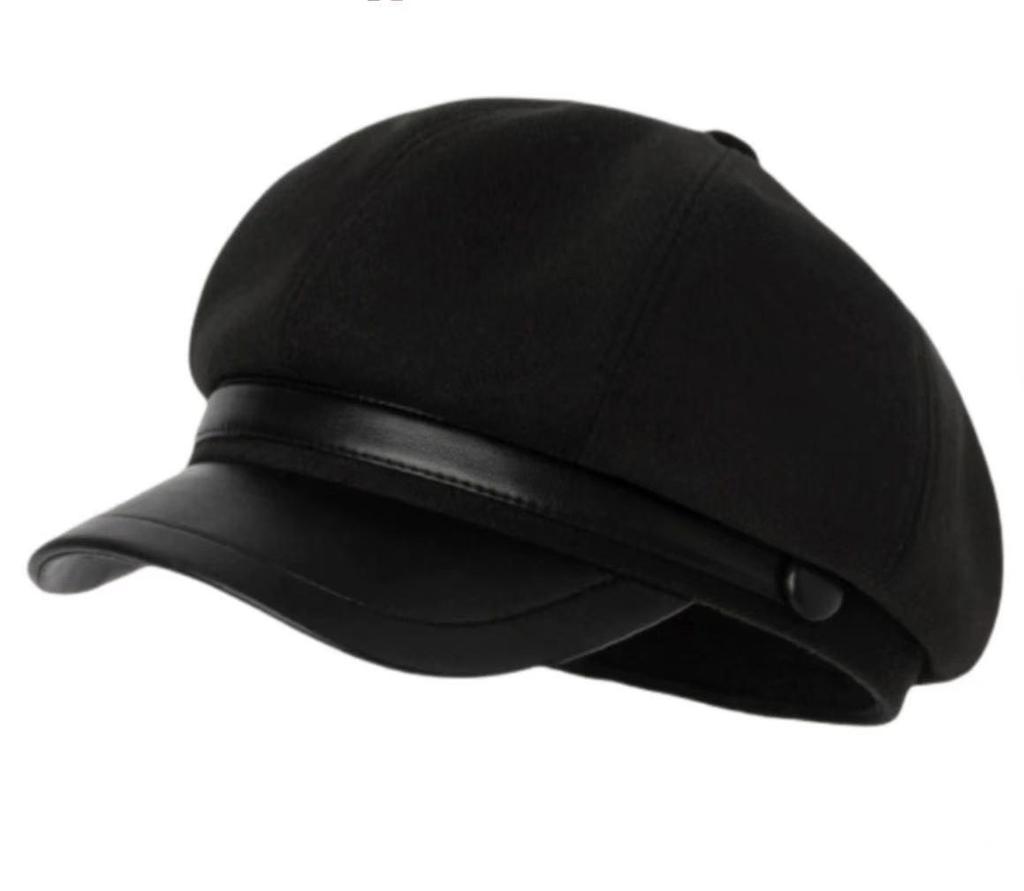 Women's Black Octagonal Newsboy Beret: Korean Style Painter Hat for Larger Head, Autumn/Winter