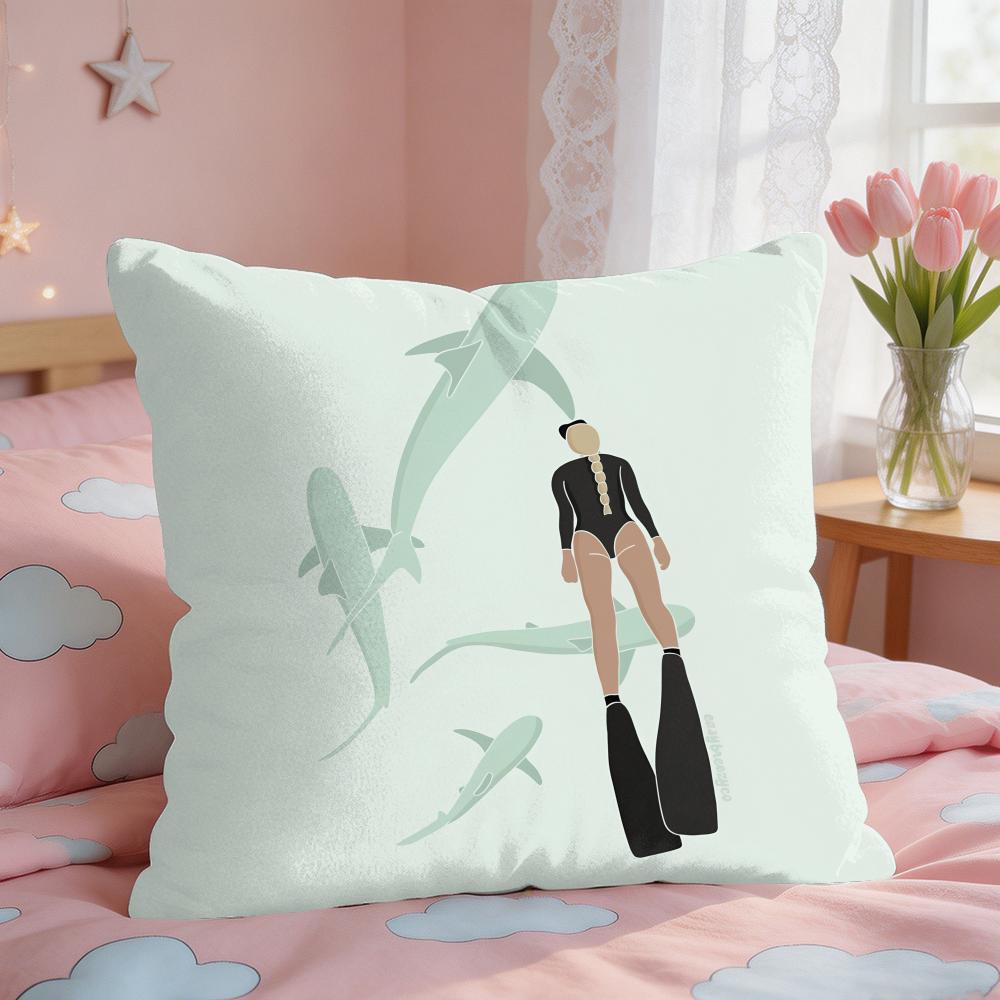 Summer Surfing Ins Art Cushion Cover Square Short Plush Pillow Case Living Room Sofa Home Decor Funda X