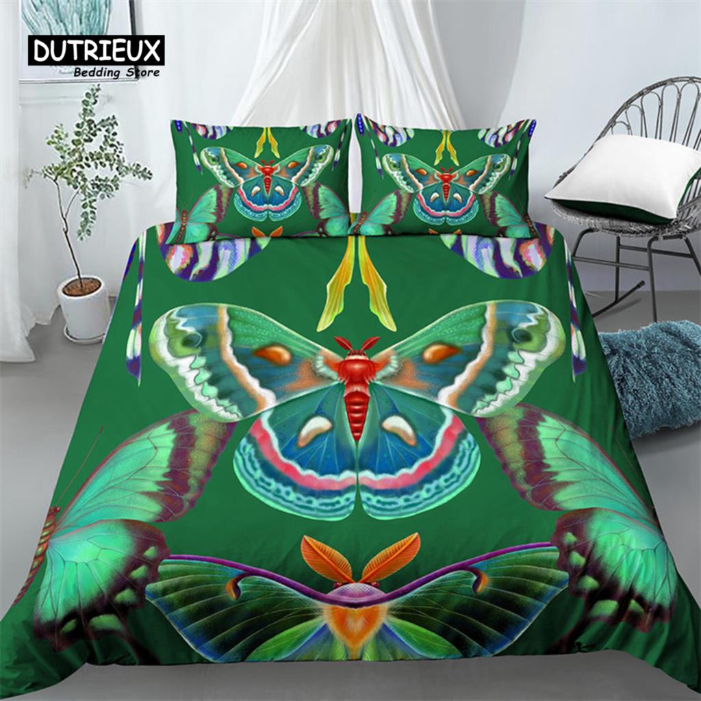 Chic Sun And Moon Duvet Cover 3D Floral Comforter Cover Bohemia Psychedelic Butterfly Bedding Set King Full For Kids Boys Girls