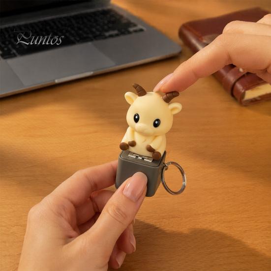 Tactile Feedback Office Desk Toy Animal Keyboard Fidget with Light Sound, Rechargeable Cow Goat Stress Relieving Gadget Monkey Pigeon Finger Clicker,
