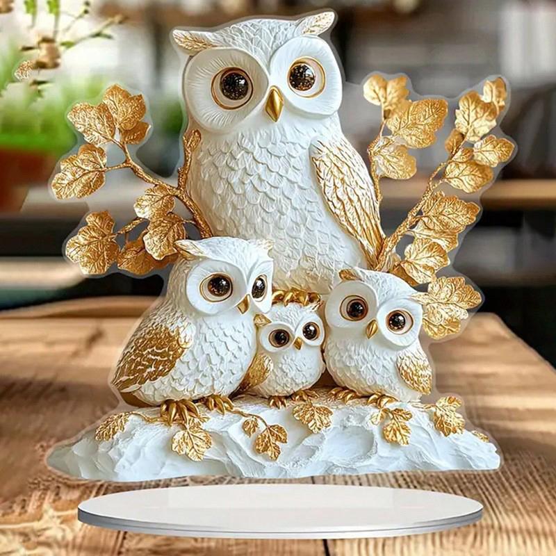 1 pezzo Decorazione festiva da scrivania Statua di gufo piatta 2D a tema anime Regalo di Natale da collezione Perfetto come ornamento e decorazione
