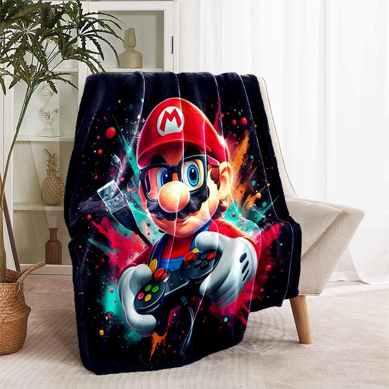 1pc Blanket Super Mario1 Print Design, Lightweight Blanket for Sofa, Bed- Soft &Warm, Gift for All Seasons like Christmas, Halloween
