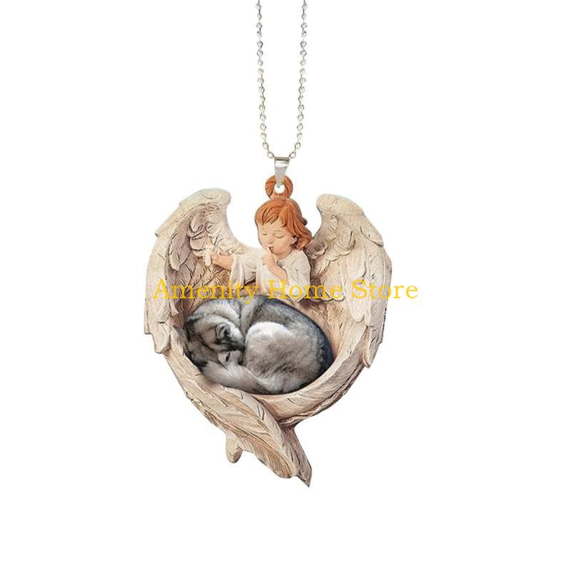 

F26C Christmas Tree Accessory Captivating Angel Dog Pendant Hanging Ornament for Holiday Spirit