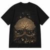 Tree of Life T-Shirt – Golden Butterflies Forest Graphic Tee, Boho Unisex Streetwear