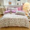 Four-piece Set of Floral Bed, Washed Quilt Set, Single Dormitory Three-piece Set