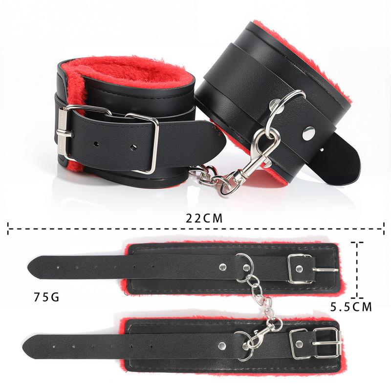 BDSM Bondage Bundle Set Leather Plush Blindfold Handcuffs Whip Nipple Clip Adult Sex Toys Women Erotic Restraint Game Kit
