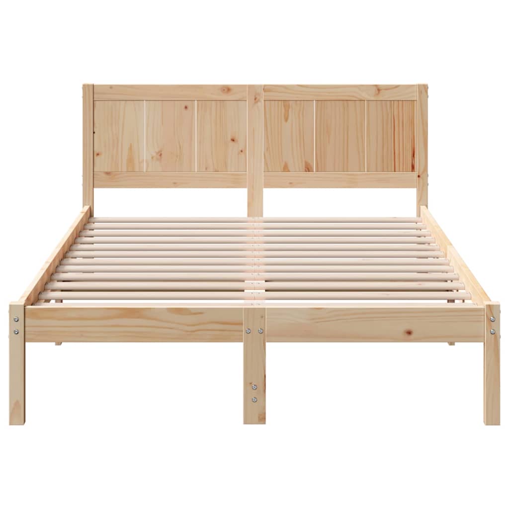 Brown Bed Frame 120 X 200 Cm Solid Pine Wood