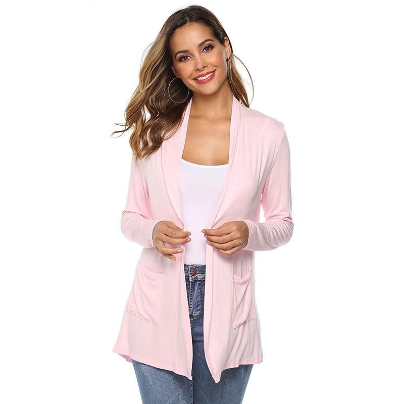 European & American Women's Slimming Mid-Length Long-Sleeved Cardigan