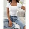 Maglietta Casual a Girocollo Monocolore alla Moda per Uso Quotidiano, Vacanze, Esterno, Abbigliamento Estivo, Top da Donna per l'Estate