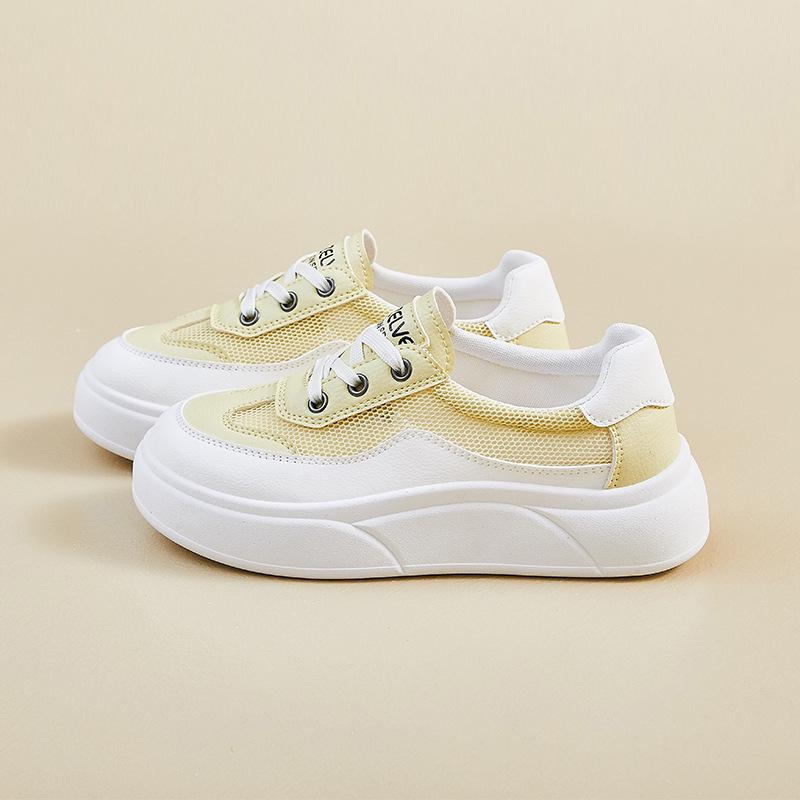 New Summer White Shoes for Female Students' Mesh Breathable Height-enhancing Casual Shoes