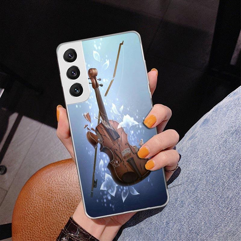 Music Violin Phnoe Case for Samsung Galaxy S26 S25 Edge S23 S24 Ultra S22 Plus S21 S20 FE Unique Cover Soft Coque Galaxy S25 S23