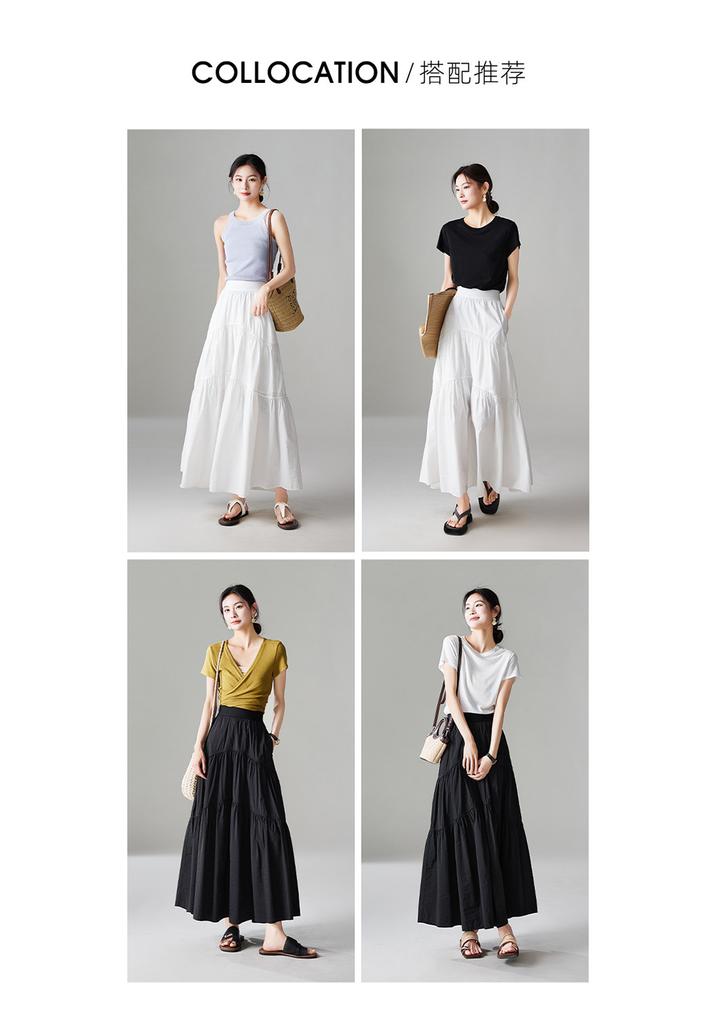French High-Waisted A-Line Midi Skirt