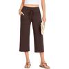 Women's Summer Casual Drawstring Waist Loose Fit Pocketed Capri Pants Lightweight Breathable Fabric Comfortable Fit