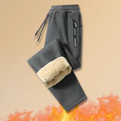 Winter Lamb Wool Pants Men's Fleece Thickened Winter Casual Pants Men's Sports Leggings Black Trousers Men's