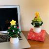 Handmade Cotton Yarn Knitted Christmas Tree Ornament Home Room Decoration Mini Crochet Xmas Tree Christmas Desktop Party Gift