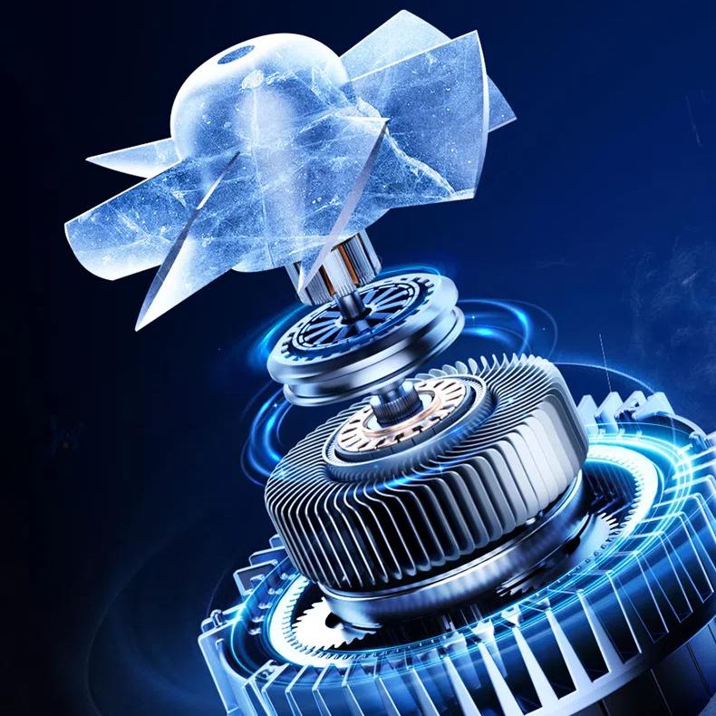Ventilatore Portatile Turbo 5 in 1 con Clip da Cintura, 5 Velocità, Raffreddamento 24 Ore, Display LED, Torcia, Ventilatore Ricaricabile da Indossare alla Cintura per Campeggio, Esterno, Cantiere