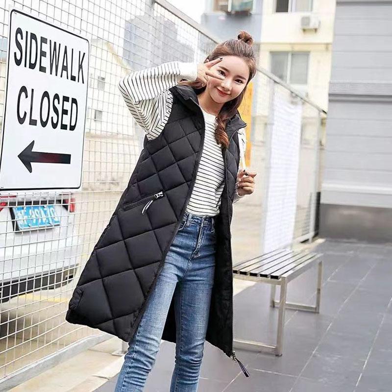 

Хлопковый жилет, женский осенне-зимний утолщенный теплый жилет с капюшоном, длинный свободный жилет без рукавов, удобный ветрозащитный жилет XXL