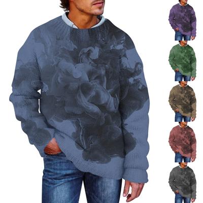 Men's  Print Faux Sweater, Crewneck Sweatshirt, Loose Long-sleeved Top