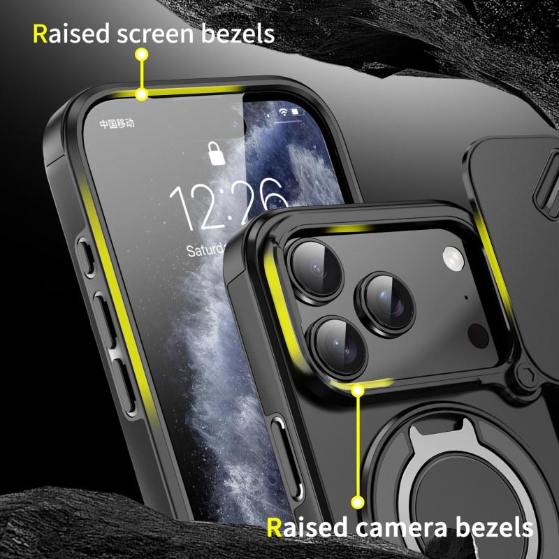 New Luxury360°Ring Stand Holder Magnet Phone Case For iPhone 17 Air 17 Pro Max  Shockproof Slide Camera Protecto Cover